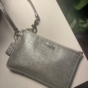 Coach Metallic Silver Wristlet